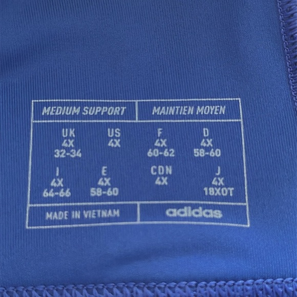 adidas x FARM Rio NWT Medium-Support Bra 
Blue Sz 4X Activewear Colorful Sporty - Picture 14 of 14